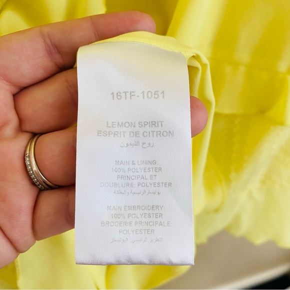 Three Floor Lemon Yellow Ruffle Chiffon Asymmetrical Flowy Sleeveless Dress Sz 2 - Picture 6 of 12